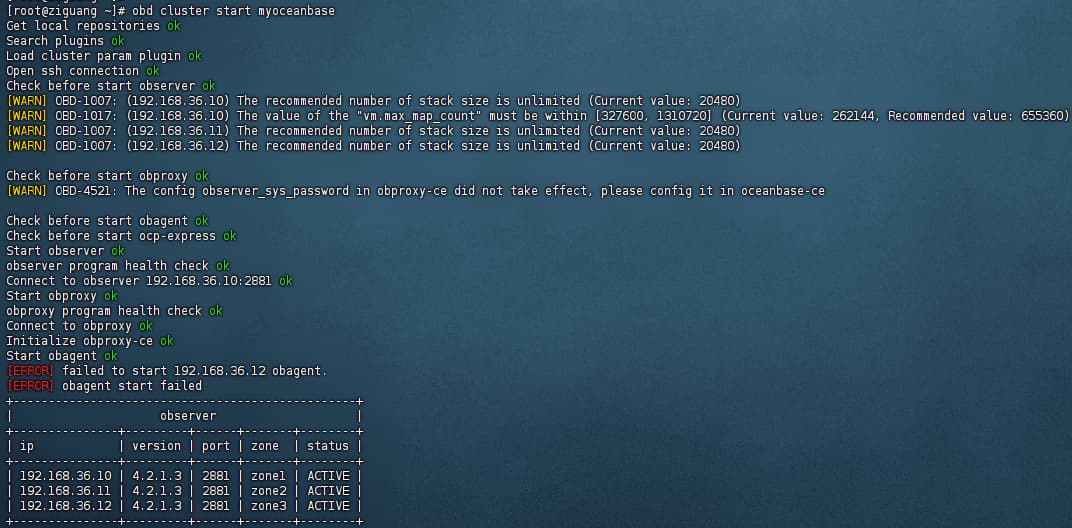 集群启动时，第三个节点obagent启动错误- OceanBase - 社区问答 