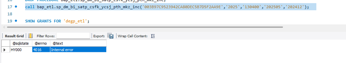 oceanbase 4.3.5执行存储过程出错，报错“4016 Internal error” - OceanBase 技术问题 - 社区问答 ...