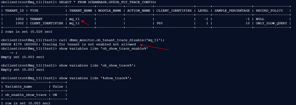 Obtrace Umonitor 为何我使用dbms_monitor.ob_tenant_trace_enable设置了链路跟踪后,只用dbms_monitor.ob ...