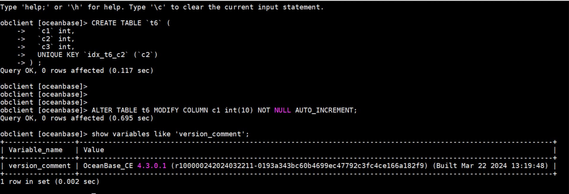  bug mysql alter table tablename modify column id